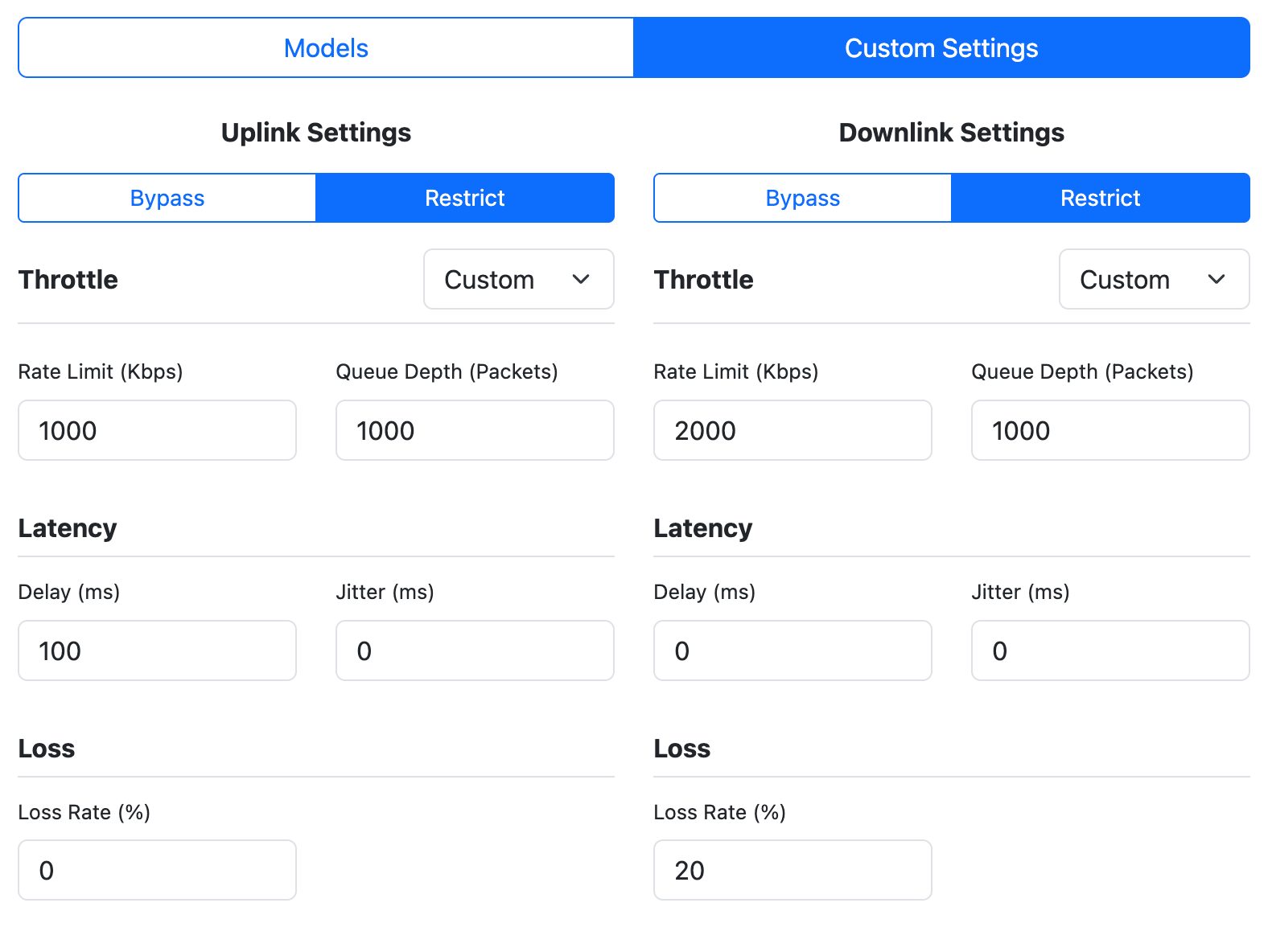 Custom Settings